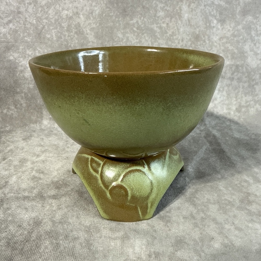 Frankoma Vintage Pottery F-36 Desert Gold glaze Ceramic footed bowl